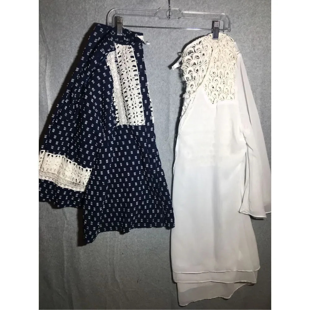 Bundle of 2 Boho Blouses Bohemian Cottage Core Feminine Flattering Embroidery